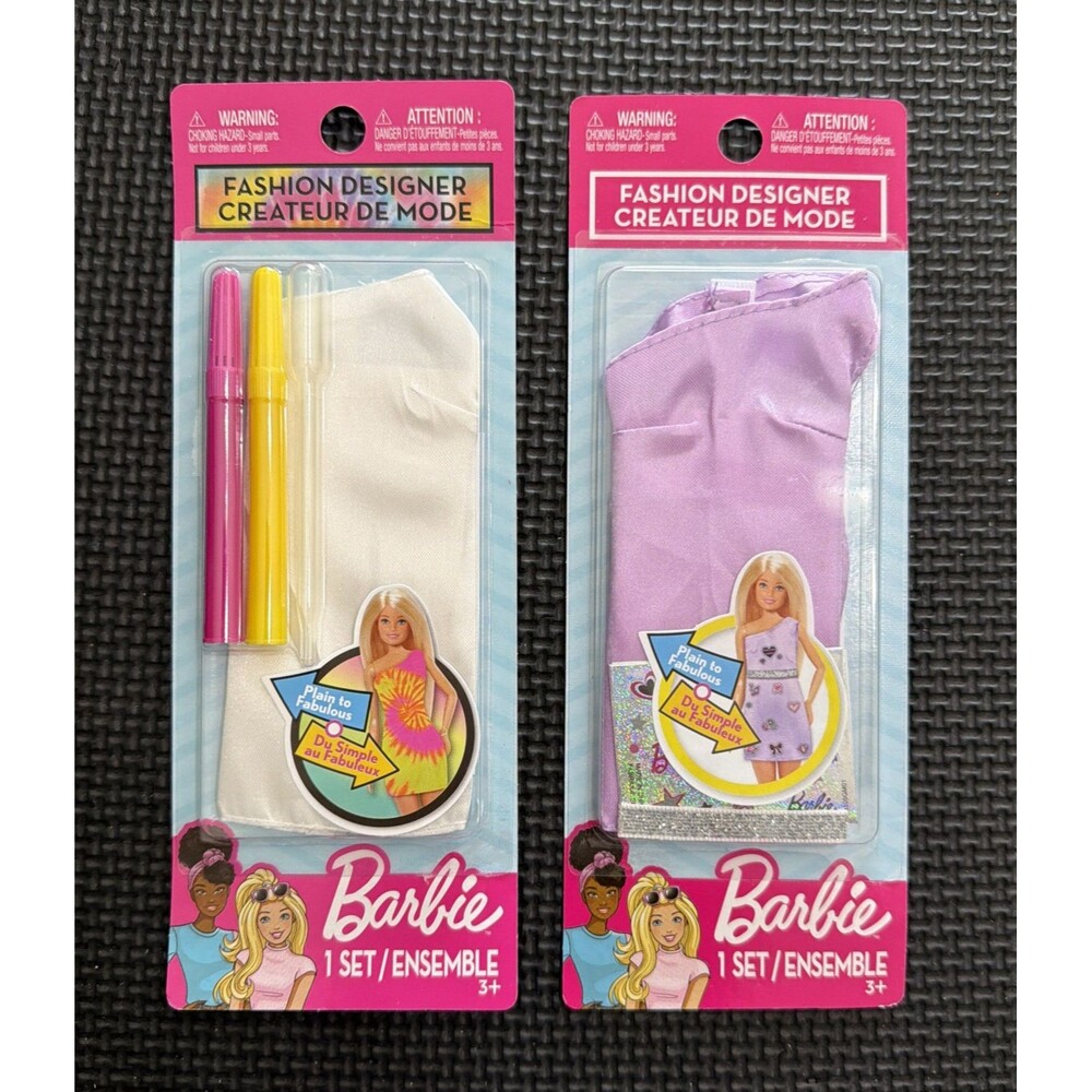 Barbie Fashion Designer "Plain to Fabulous" Craft Kit ensemble Pack of 2 Dresses